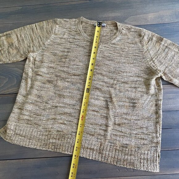 Duna Hand Loomed Button 3/4 Sleeve Knit Yellow Gold Sweater Large (A6) - Picture 4 of 6
